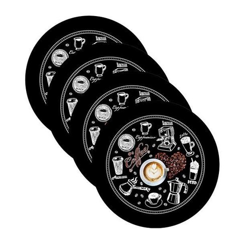Sousplat Coffee Black - 4 Peças - com Base