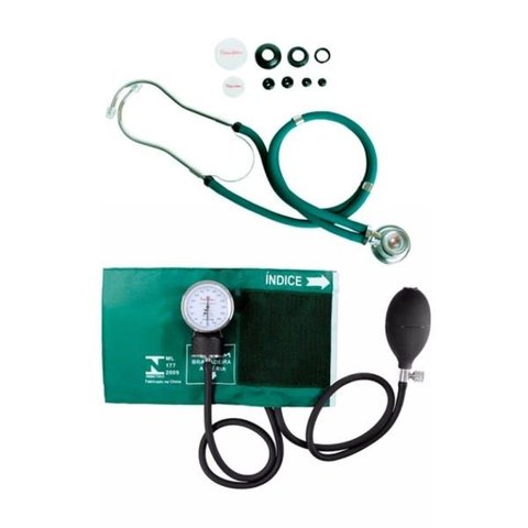 Kit Aparelho de Pressão Esfigmomanômetro com Esteto Rappaport Premium - Verde
