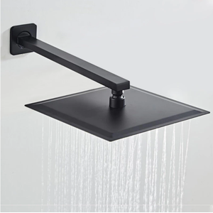 Ducha Chuveiro Inox 20x20 Parede Preto Fosco Luxo Suporte Quadrado Area Externa Banheira Piscina Ban