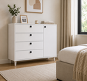 Ver imagem 1 de Cômoda Sapateira 4 Gavetas e 1 Porta para Quarto Organizador de Roupas Cor Branca