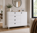 Ver imagem 2 de Cômoda Sapateira 4 Gavetas e 1 Porta para Quarto Organizador de Roupas Cor Branca
