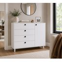 Ver imagem 2 de Cômoda Sapateira 4 Gavetas e 1 Porta para Quarto Organizador de Roupas Cor Branca