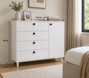 Ver imagem 3 de Cômoda Sapateira 4 Gavetas e 1 Porta para Quarto Organizador de Roupas Cor Branca