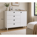 Ver imagem 3 de Cômoda Sapateira 4 Gavetas e 1 Porta para Quarto Organizador de Roupas Cor Branca