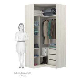 Guarda Roupa Canto 3 Gavetas, 5 Cabideiros Legno Crema - 3