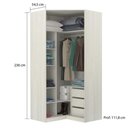Ver imagem 2 de Guarda Roupa Canto 3 Gavetas, 5 Cabideiros Legno Crema