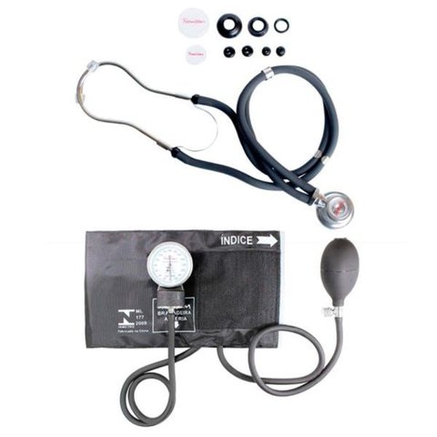 Kit Aparelho de Pressão Esfigmomanômetro com Esteto Rappaport Premium - Grafite
