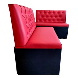 Kit com 2 Poltronas e 1 Mesa Assento e Encosto Vermelho Capitone Duplo Costurado Sku_66 - 3