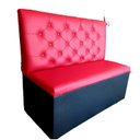Ver imagem 2 de Kit com 2 Poltronas e 1 Mesa Assento e Encosto Vermelho Capitone Duplo Costurado Sku_66