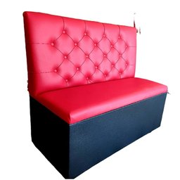 Kit com 2 Poltronas e 1 Mesa Assento e Encosto Vermelho Capitone Duplo Costurado Sku_66 - 2