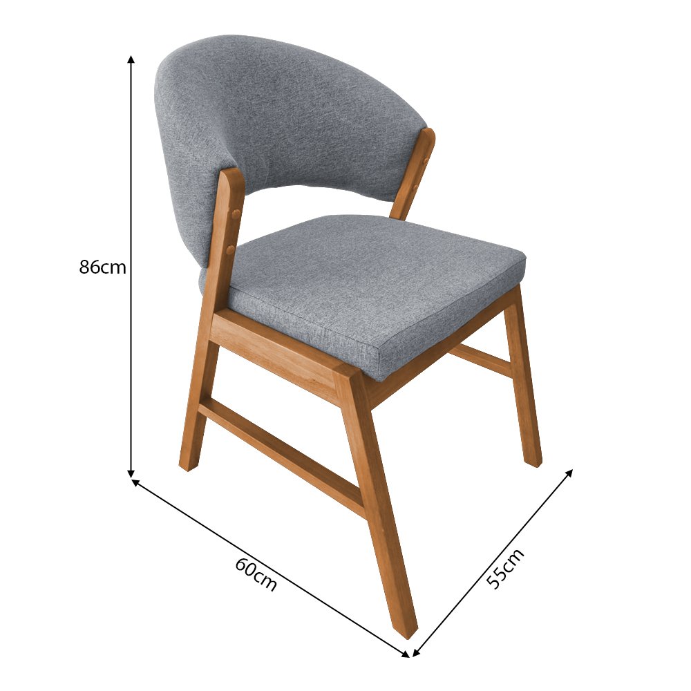Kit 6 Cadeiras de Jantar Madeira Maciça Cerejeira Premium Débora Linho Cinza - 6