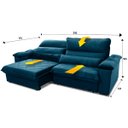 Ver imagem 3 de Sofá Retrátil/Reclinável Grécia 2,10m Suede Velut Azul Marinho Marinho c/ Molas no Assento - King Ho