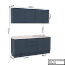 Ver imagem 3 de Cozinha Compacta Modulada 7 Portas 3 Gavetas 100% MDF Sevilha Azul/Órion