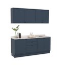 Ver imagem 2 de Cozinha Compacta Modulada 7 Portas 3 Gavetas 100% MDF Sevilha Azul/Órion