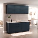 Ver imagem 4 de Cozinha Compacta Modulada 7 Portas 3 Gavetas 100% MDF Sevilha Azul/Órion