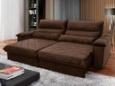 Ver imagem 1 de Sofá Retrátil/Reclinável Grécia 2,50m Suede Velut Marrom c/ Molas no Assento - King House