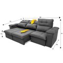 Ver imagem 3 de Sofá Retrátil/reclinável Verona 2,30m Suede Velut Cinza com Molas no Assento - King House