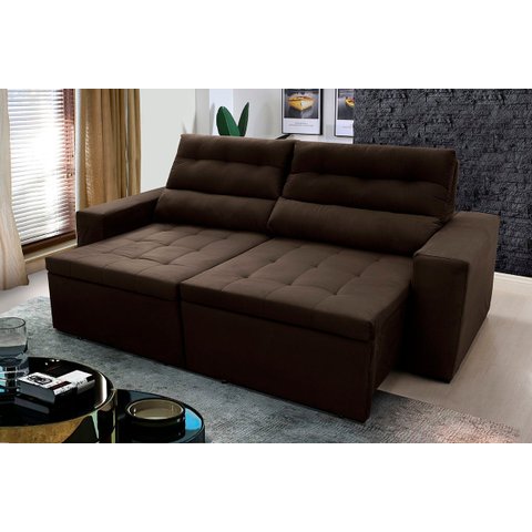 Sofá Retrátil/Reclinável Arizona 2,30m Suede Velut Marrom - King House