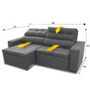 Ver imagem 2 de Sofá Retrátil/Reclinável Arizona 2,30m Suede Velut Cinza - King House