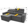 Sofá Retrátil/Reclinável Arizona 2,30m Suede Velut Cinza - King House - 2