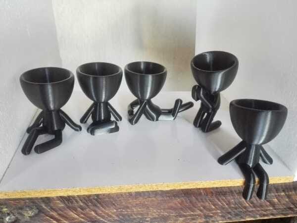Kit 5 Vasos Para Suculentas Robert Plant/Bob. Cor Preta. - 2