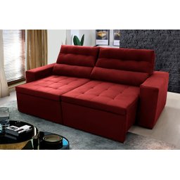Sofá Retrátil/Reclinável Arizona 2,30m Suede Velut Vermelho - King House - 1