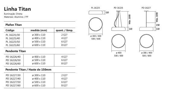 Plafon Branco 400x110Mm 4xe27 Titan 16225/40 Usina - 4