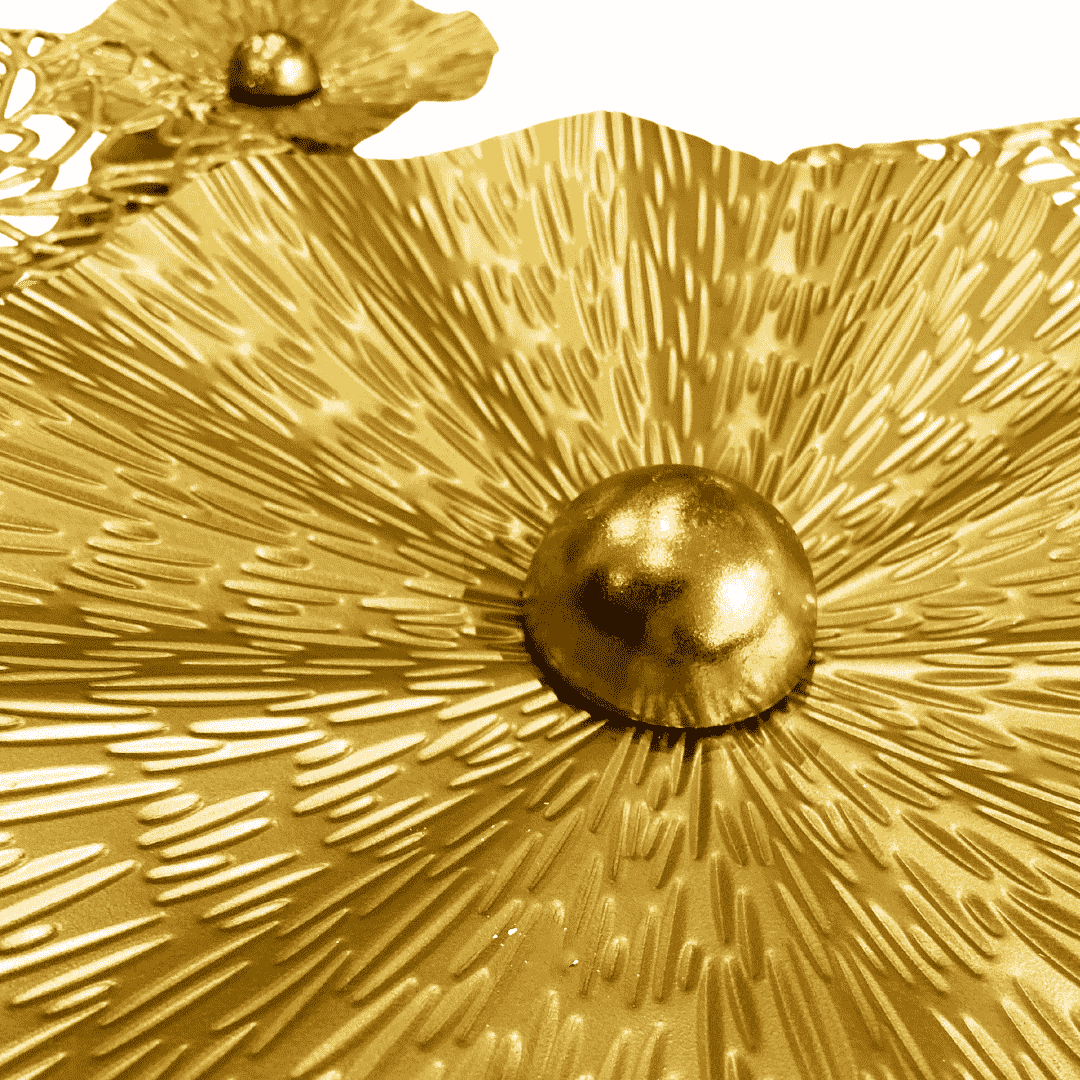 Escultura de Parede Círculos Metalicos Florais Dourados - 3