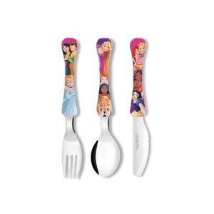 Talheres Infantil Princesa Jogo Garfo Faca Colher 3un