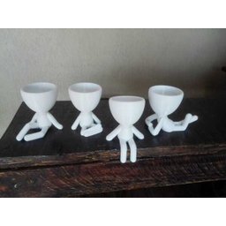 Kit 4 Robert Plant/Bob Vasos Para Suculentas E Cactos Mini. Na Cor Branca - 4