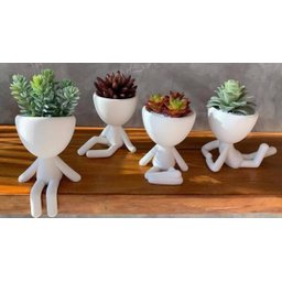 Kit 4 Robert Plant/Bob Vasos Para Suculentas E Cactos Mini. Na Cor Branca - 3