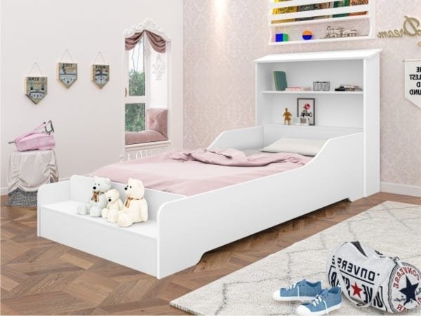 Mini cama Juvenil Infantil Gatinho Branca/Rosa Com Colchão