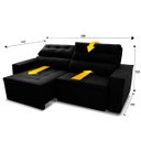 Ver imagem 2 de Sofá Retrátil/Reclinável Arizona 2,30m Suede Velut Preto - King House