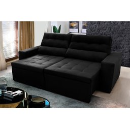 Sofá Retrátil/Reclinável Arizona 2,30m Suede Velut Preto - King House - 1