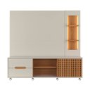 Ver imagem 5 de Estante Home Brise para Tv até 70 Polegadas 1 Porta Correr 2 Gavetas e Rodízio Off White/jequitibá -