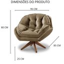Ver imagem 5 de Poltrona Decorativa Califórnia Base de Madeira Giratória Veludo Capuccino