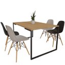 Ver imagem 2 de Mesa de Jantar Veneza Industrial Nature com 4 Cadeiras Eiffel Charles Eames Branco/Preto - Doce