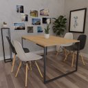 Ver imagem 1 de Mesa de Jantar Veneza Industrial Nature com 4 Cadeiras Eiffel Charles Eames Branco/Preto - Doce