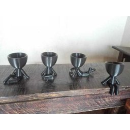 Kit 4 Robert Plant/Bob Vasos Para Suculentas E Cactos Mini. Na Cor Preta - 2