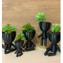 Ver imagem 1 de Kit 4 Robert Plant/Bob Vasos Para Suculentas E Cactos Mini. Na Cor Preta