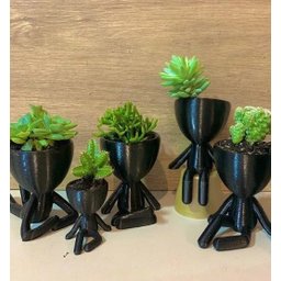 Kit 4 Robert Plant/Bob Vasos Para Suculentas E Cactos Mini. Na Cor Preta - 1