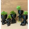 Kit 4 Robert Plant/Bob Vasos Para Suculentas E Cactos Mini. Na Cor Preta - 1