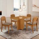 Ver imagem 1 de Conjunto Sala de Jantar Mesa Moscou Tampo 120cm Canto Copo de MDF e 4 Cadeiras Cleo Yescasa