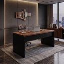 Ver imagem 1 de Mesa Diretor Start Pé Painel 170 cm Marrom/Preto Gebb Work