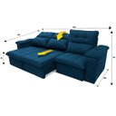 Ver imagem 3 de Sofá Retrátil/reclinável Verona 2,30m Suede Velut Azul Marinho com Molas no Assento - King House