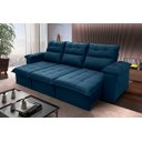 Ver imagem 2 de Sofá Retrátil/reclinável Verona 2,30m Suede Velut Azul Marinho com Molas no Assento - King House
