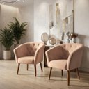 Ver imagem 1 de Jogo 2 Poltronas Estofadas Tecido Veludo Elegante para Sala de Espera Aconchegante Pés de Madeira Re