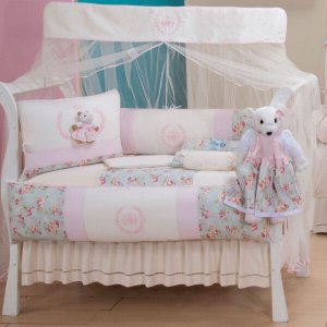 Kit Berço Glamour 09 Peças - Ursa Realeza Floral