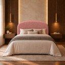 Ver imagem 2 de Cabeceira Casal 138cm Curva Estofada Bouclé Cama Box Fly:Rosa