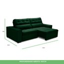 Ver imagem 6 de Sofa Retratil Reclinavel 2 Lugares 2,50 Vitória Veludo Verde Lansofbr